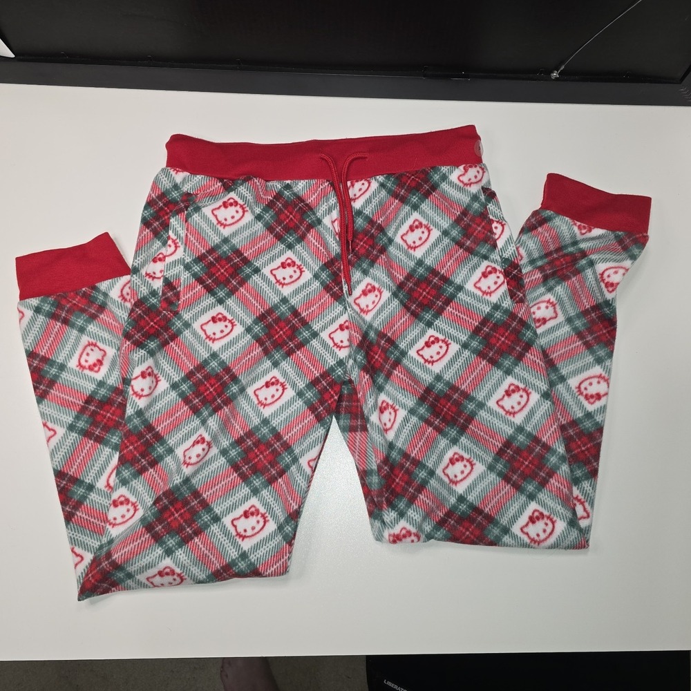 Hello Kitty NWT Holiday Plaid‎ Sleep Pants Aeropostale Red Green Women's Small - Picture 5 of 12